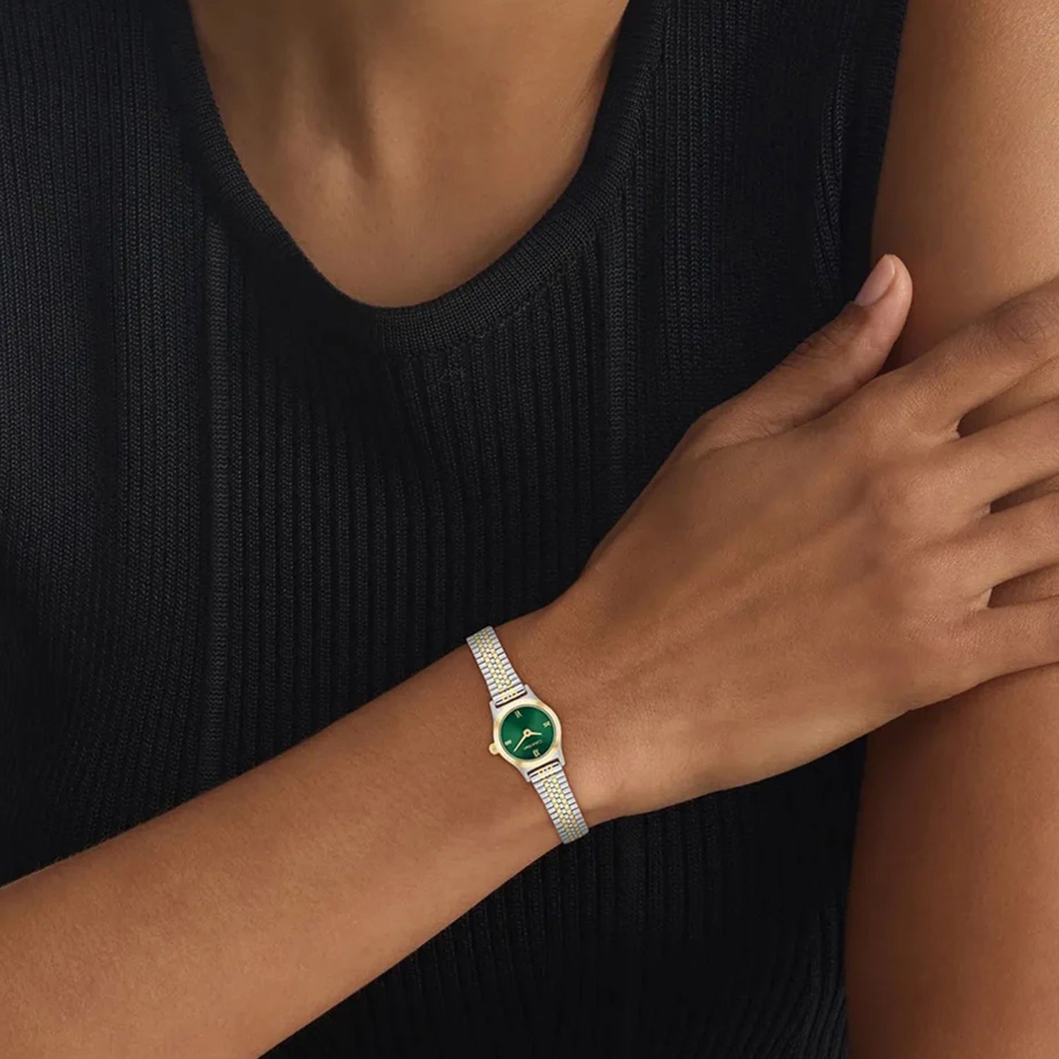 Ck Contemporary Women Quartz Green Dial Analog Stainless Steel Watch 25100202