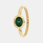 Twisted Bezel Women Quartz Green Dial Analog Stainless Steel Watch 25100203