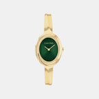 Twisted Bezel Women Quartz Green Dial Analog Stainless Steel Watch 25100203