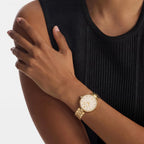 Gleam Women Quartz Gold Dial Analog Stainless Steel Watch 25100225