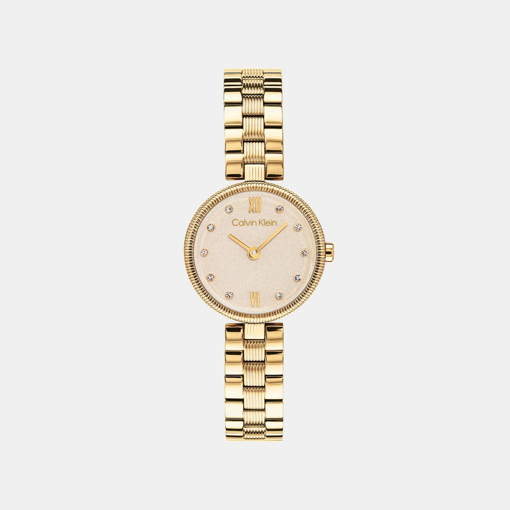 Gleam Women Quartz Gold Dial Analog Stainless Steel Watch 25100225