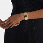 Sophisticated Women Quartz Green Dial Analog Stainless Steel Watch 25100228