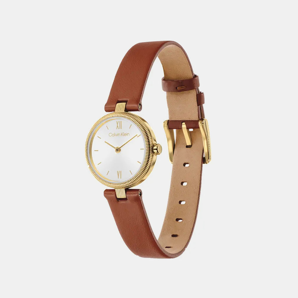 Gleam Women Quartz White Dial Analog Leather Watch 25100231