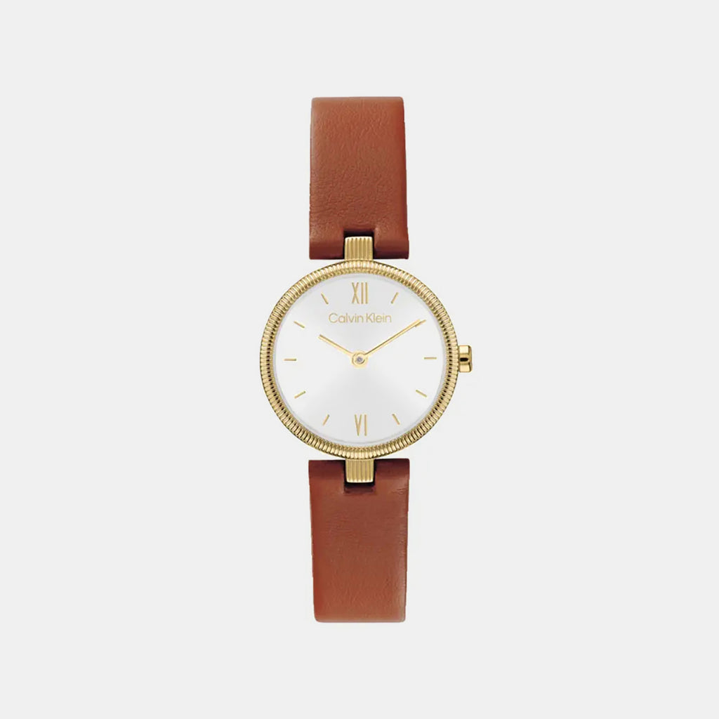 Gleam Women Quartz White Dial Analog Leather Watch 25100231