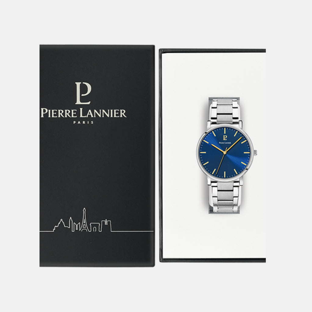 Pierre Lannier Essential Men Quartz Blue Dial Analog Stainless Steel Watch 251G161-3