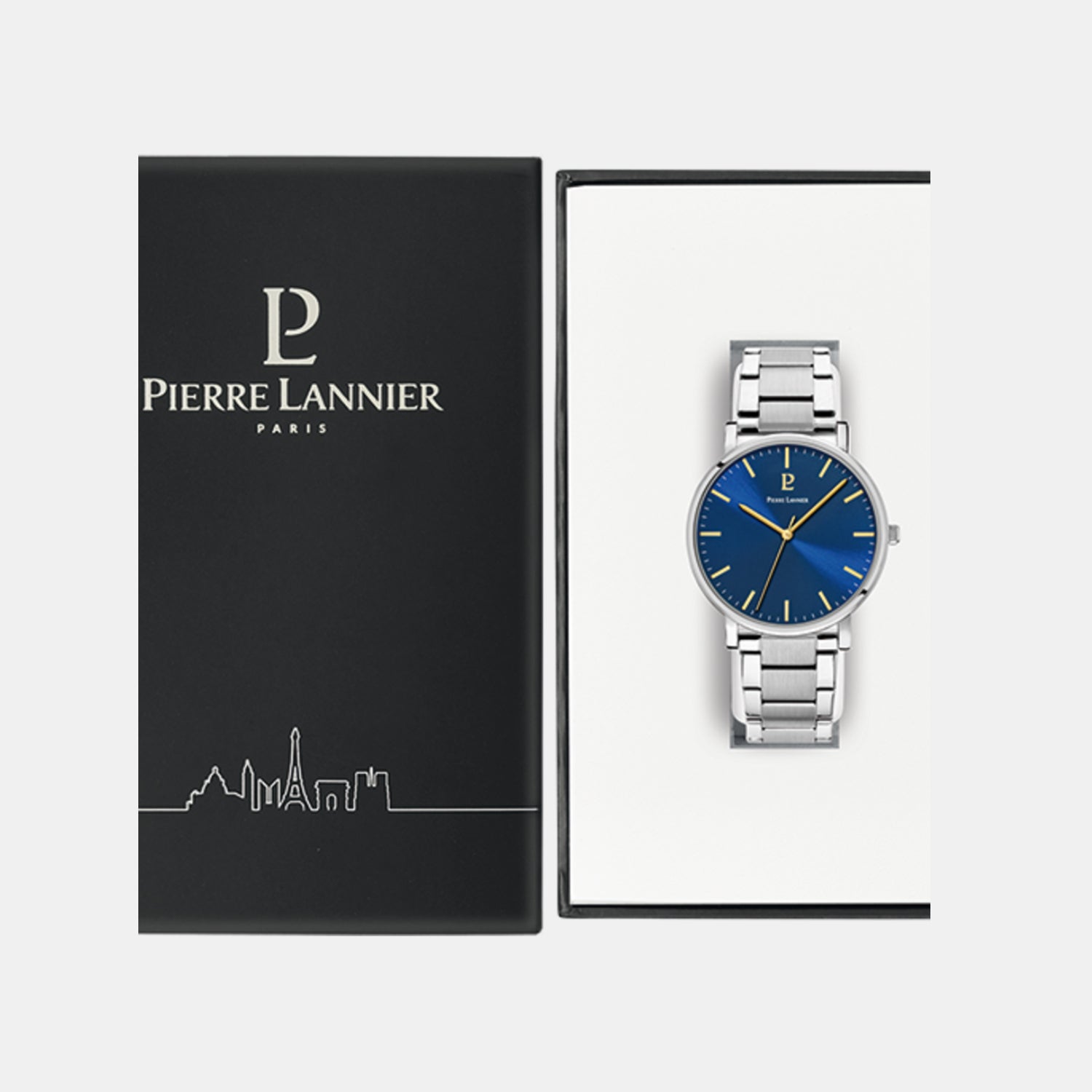 Pierre Lannier Essential Men Quartz Blue Dial Analog Stainless Steel Watch 251G161-3