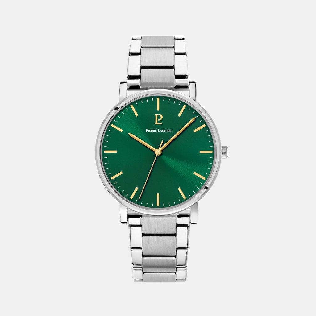 Pierre Lannier Essential Men Quartz Green Dial Analog Stainless Steel Watch 251G171-1