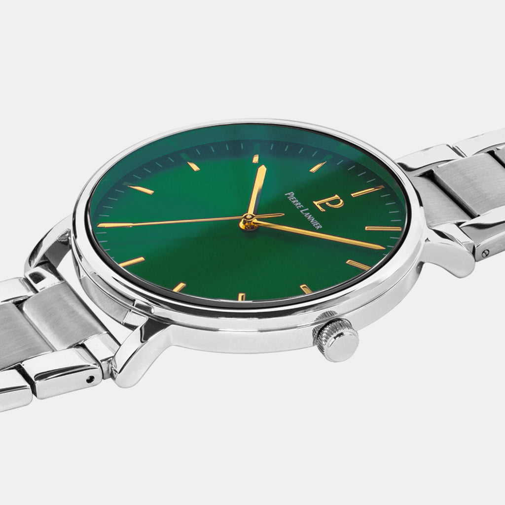 Pierre Lannier Essential Men Quartz Green Dial Analog Stainless Steel Watch 251G171-2