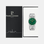 Pierre Lannier Essential Men Quartz Green Dial Analog Stainless Steel Watch 251G171-5