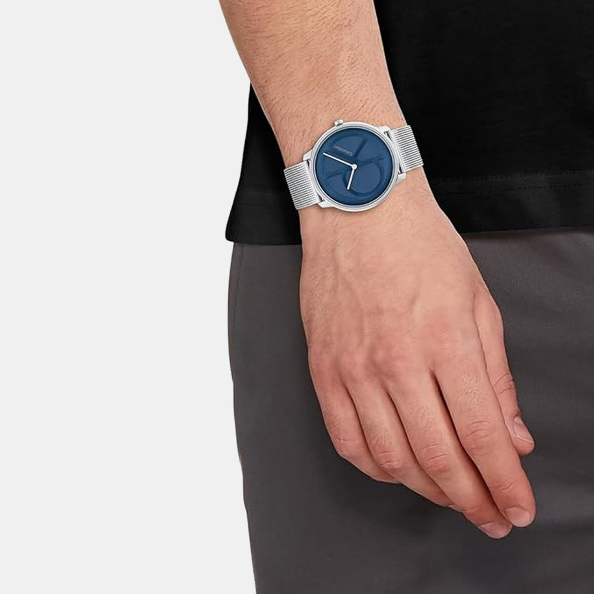 Ck Iconic Unisex Quartz Blue Dial Analog Mesh Watch 25200031