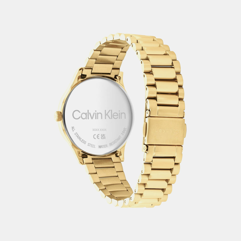 Ck Iconic Unisex Quartz Champagne Dial Analog Stainless Steel Watch 25200043