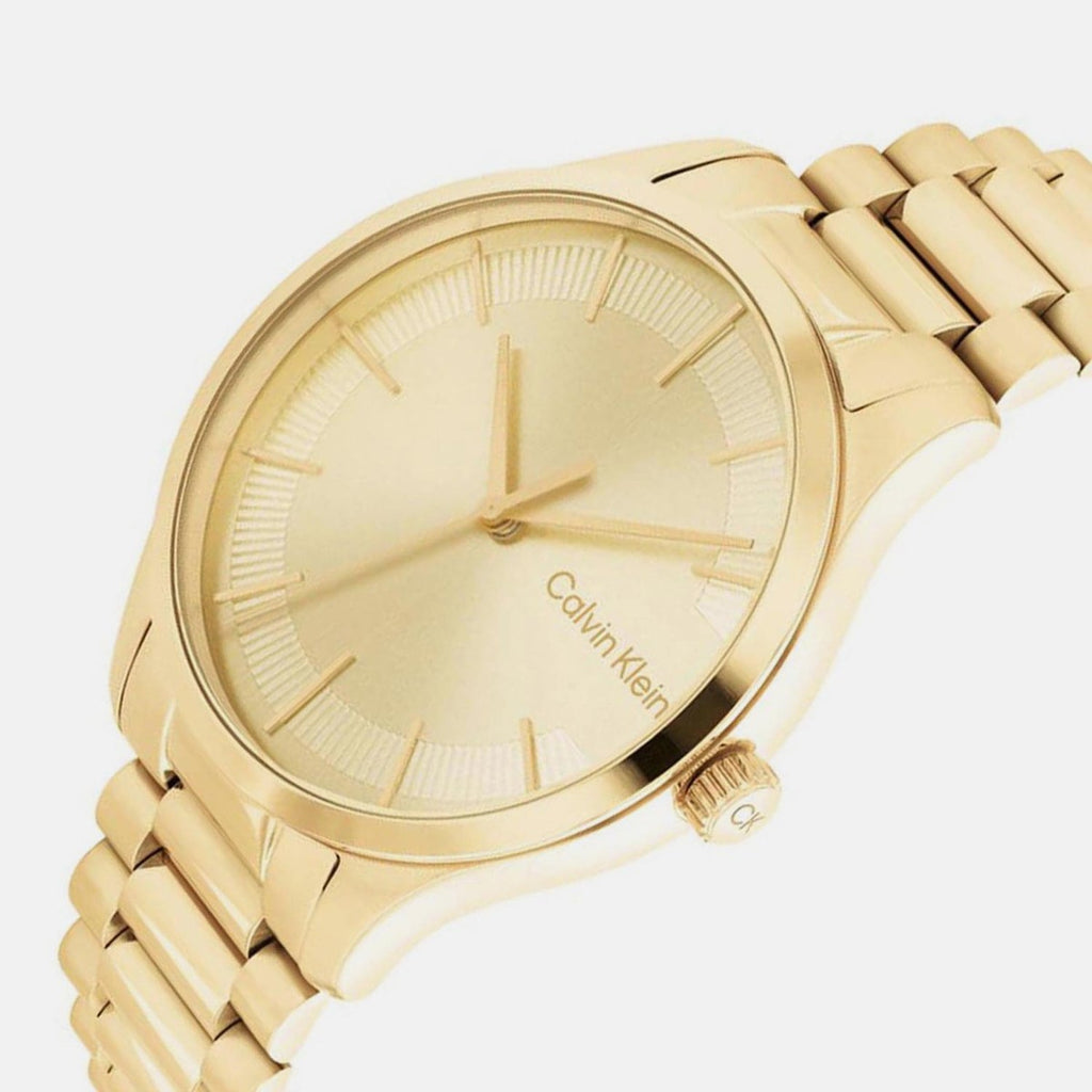 Ck Iconic Unisex Quartz Champagne Dial Analog Stainless Steel Watch 25200043