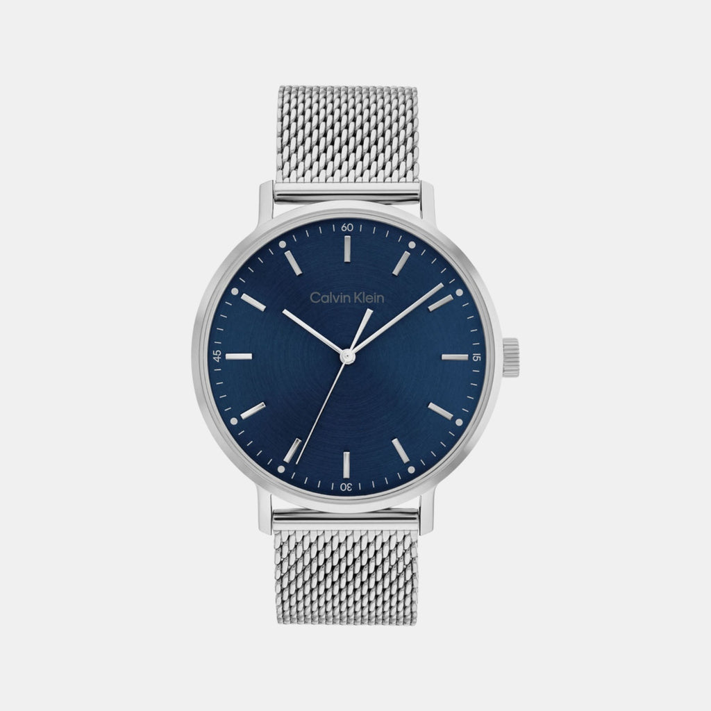 Modern Men Quartz Blue Dial Analog Mesh Watch 25200045