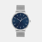 Modern Men Quartz Blue Dial Analog Mesh Watch 25200045