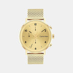 Modern Men Quartz Gold Dial Chronograph Stainless Steel Watch 25200109