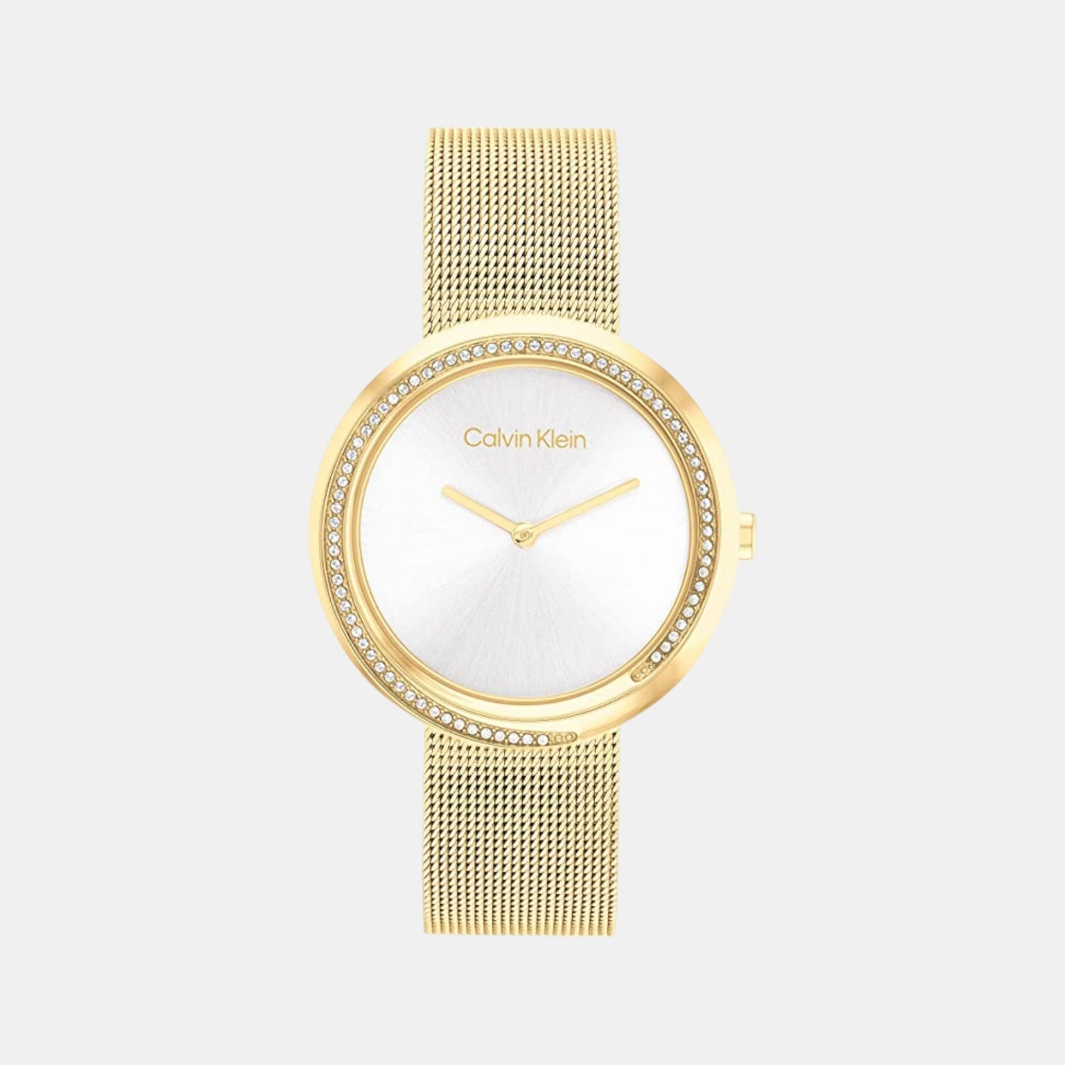 Twisted Bezel Women Quartz White Dial Analog Stainless Steel Watch 25200150