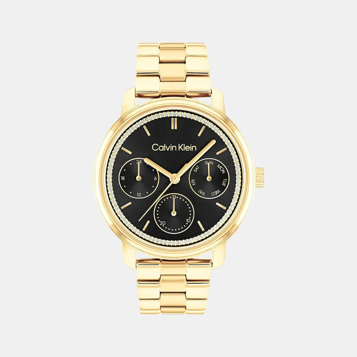 Minimalistic Women Quartz Black Dial Multi-Function Stainless Steel Watch 25200177