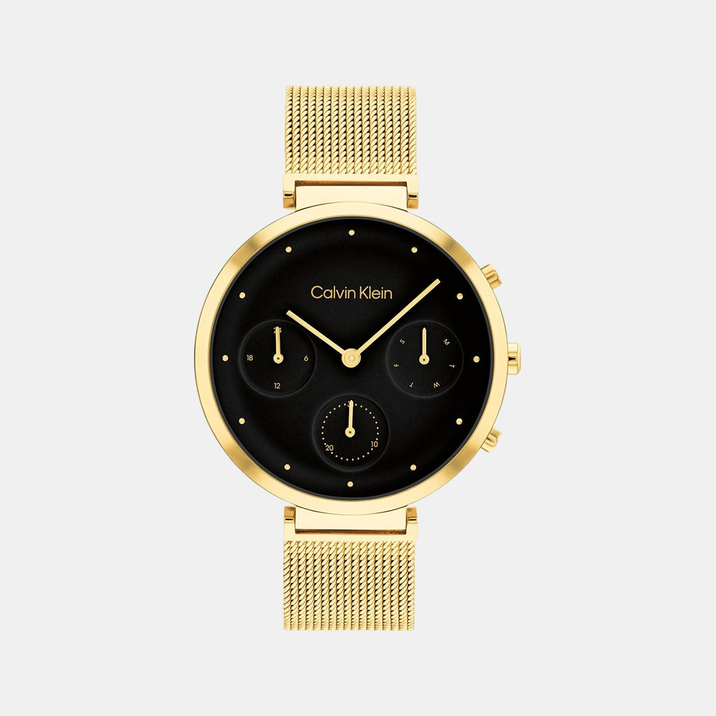 Minimalistic T-Bar Women Quartz Black Dial Chronograph Mesh Watch 25200287