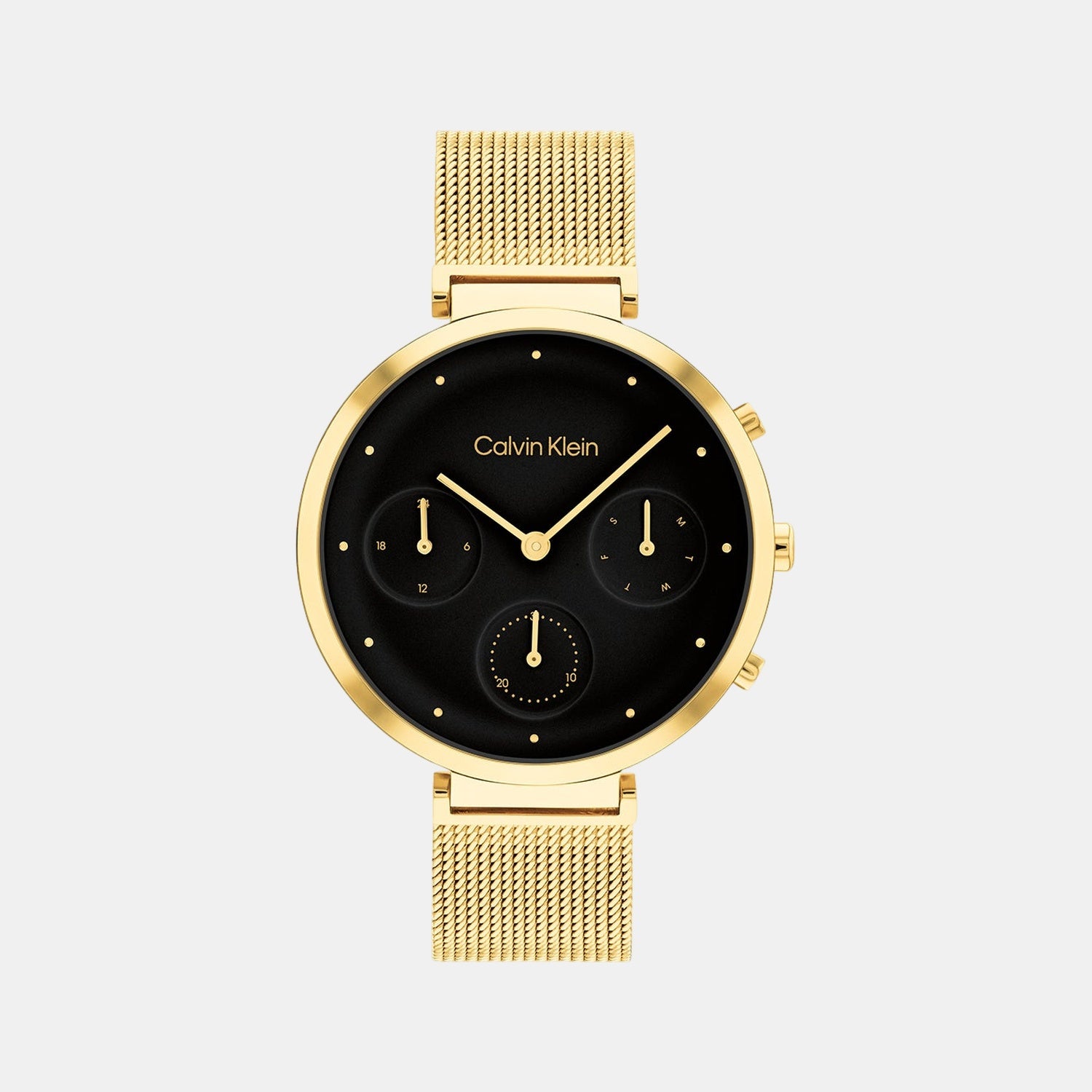 Minimalistic T-Bar Women Quartz Black Dial Chronograph Mesh Watch 25200287