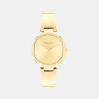 Ck Elevated Women Quartz Gold Dial Analog Stainless Steel Watch 25200309