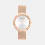 Twisted Bezel Women Quartz Silver Dial Analog Stainless Steel Watch 25200312