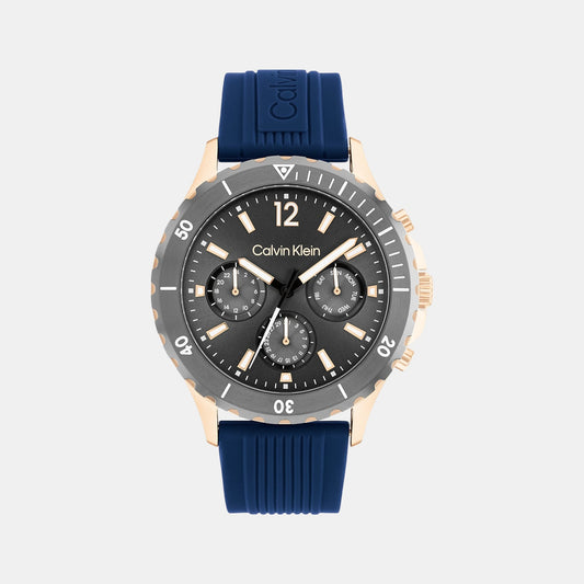 Sport For Him Men Quartz Grey Dial Multi-Function Silicone Watch 25200316