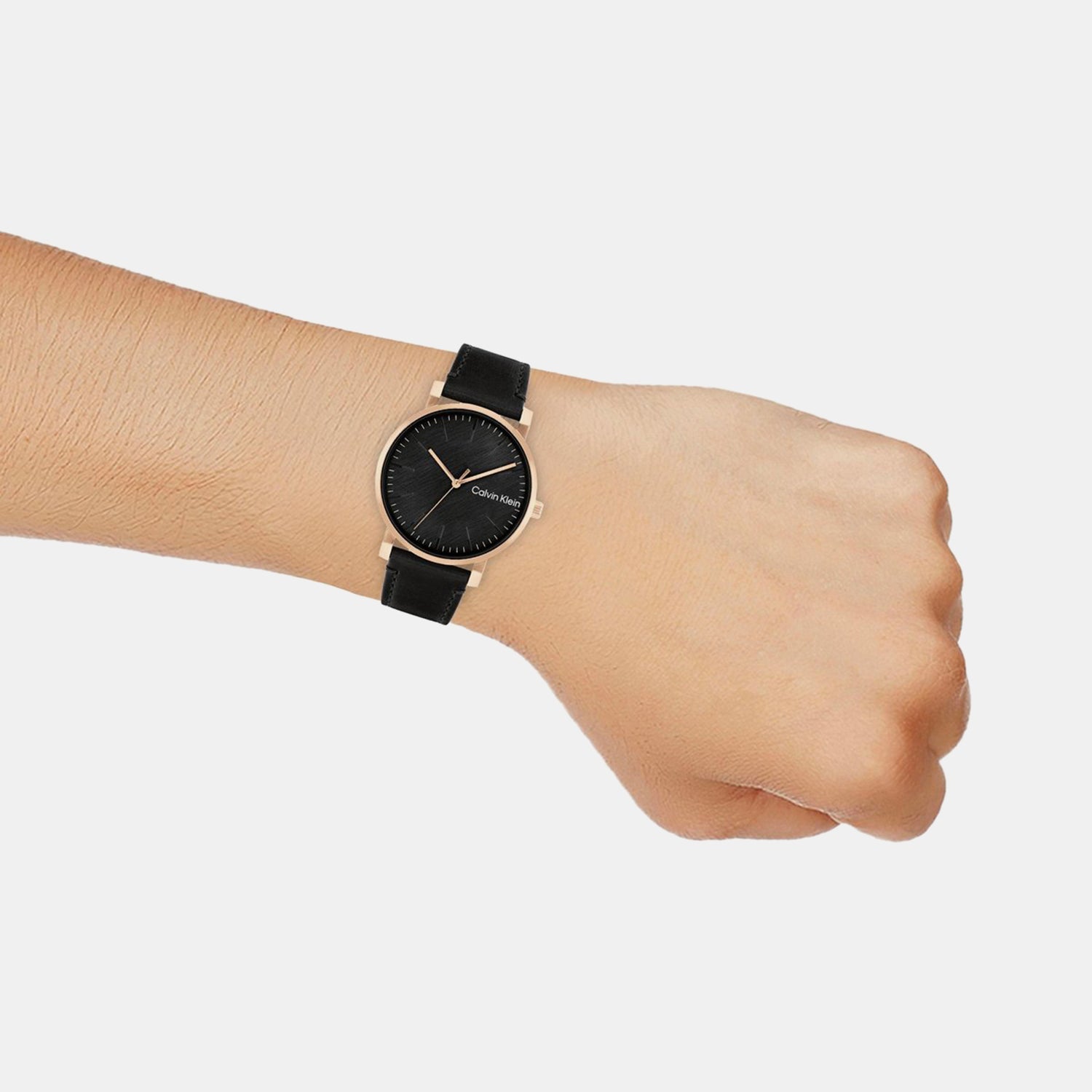 Ck Slate Men Quartz Black Dial Analog Leather Watch 25200318