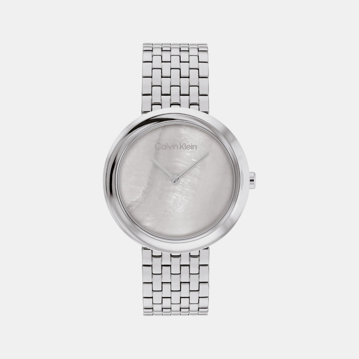 Twisted Bezel Women Quartz Mother Of Pearl Dial Analog Stainless Steel Watch 25200320