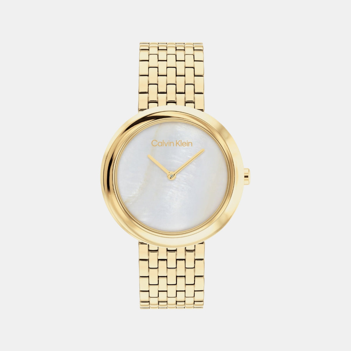 Twisted Bezel Women Quartz Mother Of Pearl Dial Analog Stainless Steel Watch 25200321