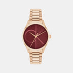 Iconic Unisex Quartz Burgundy Dial Analog Stainless Steel Watch 25200347