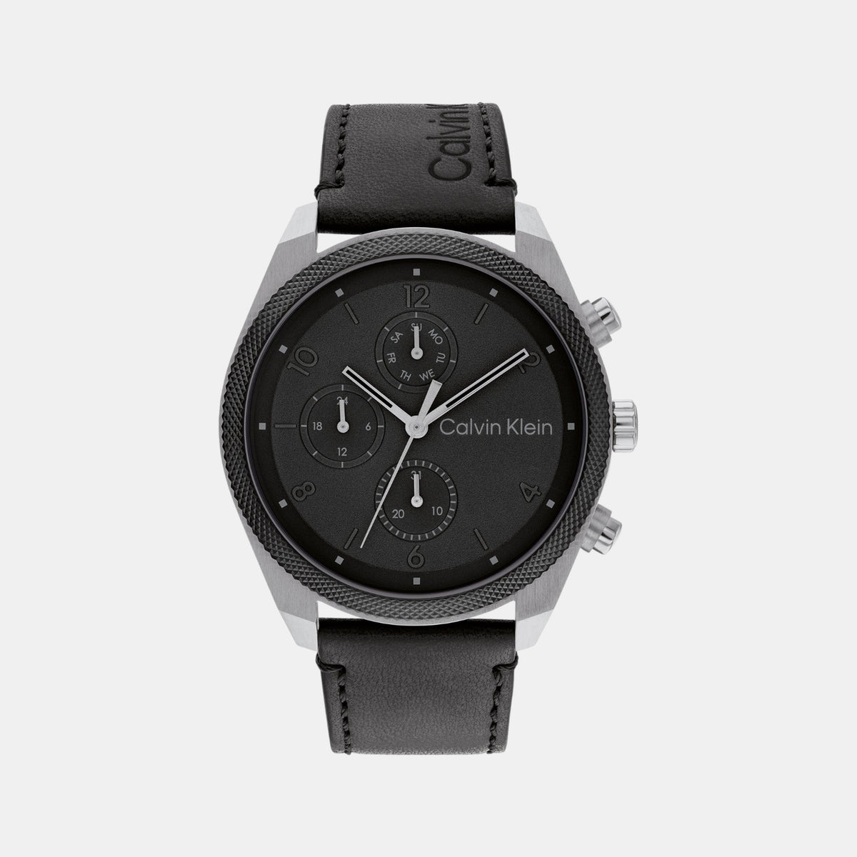 Impact Men Quartz Black Dial Multi-Function Leather Watch 25200364