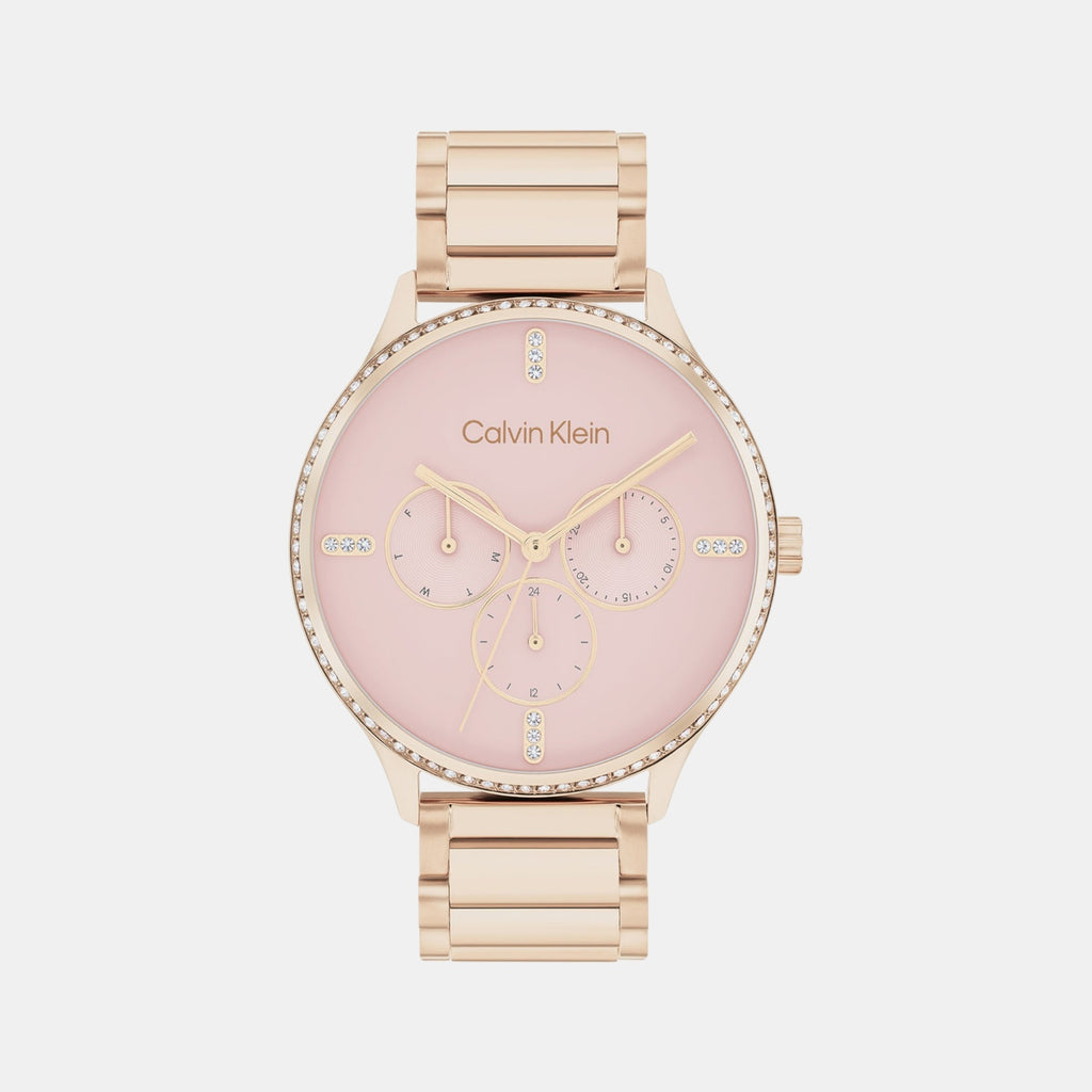 Ck Dress Women Quartz Pink Dial Multi-Function Stainless Steel Watch 25200370