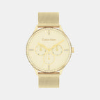 Ck Dress Women Quartz Gold Dial Multi-Function Mesh Watch 25200372