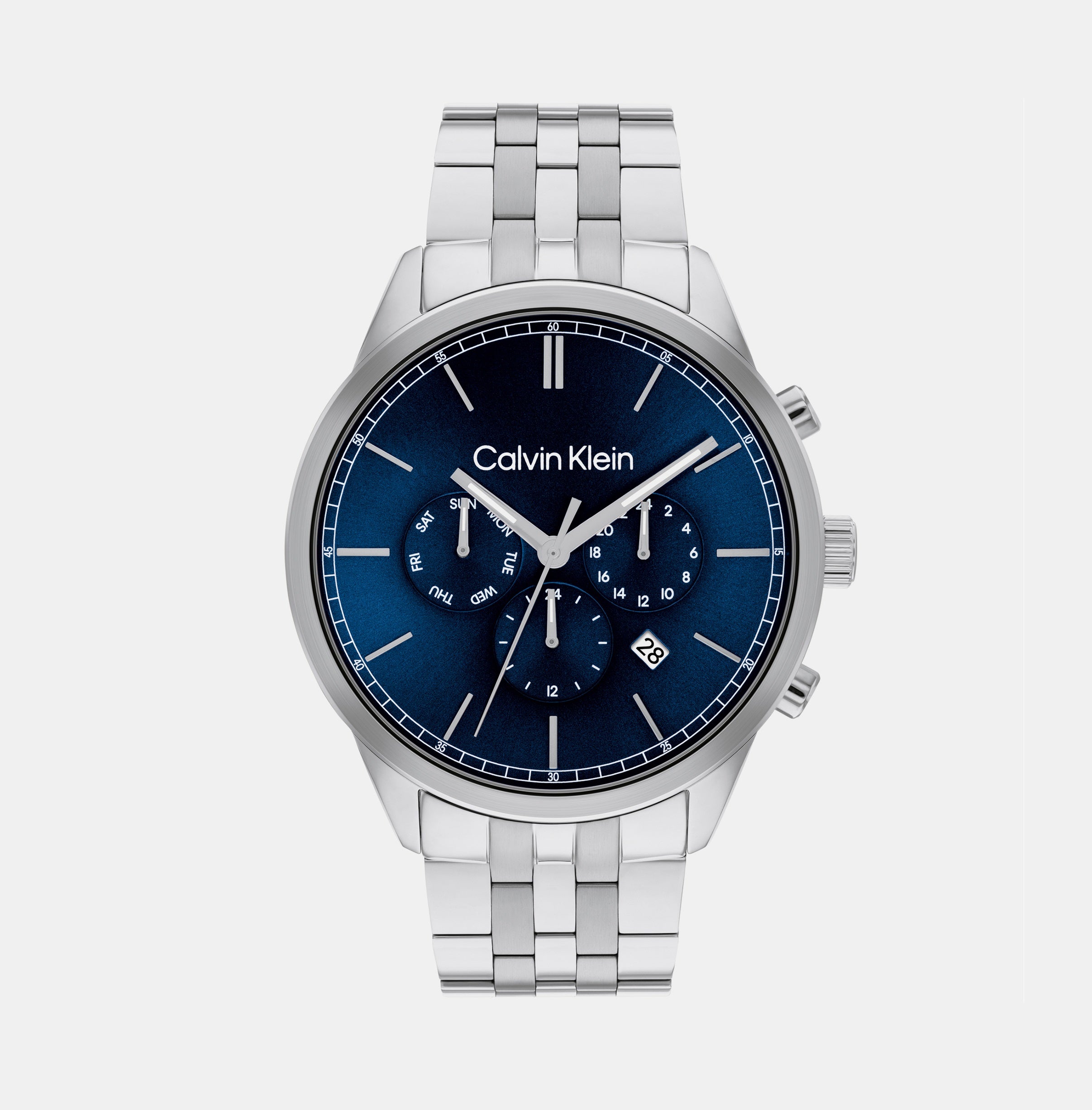 Calvin Klein Men s Chronograph Round Dial Quartz Silver Stainless Steel Watch 25200377 Just In Time