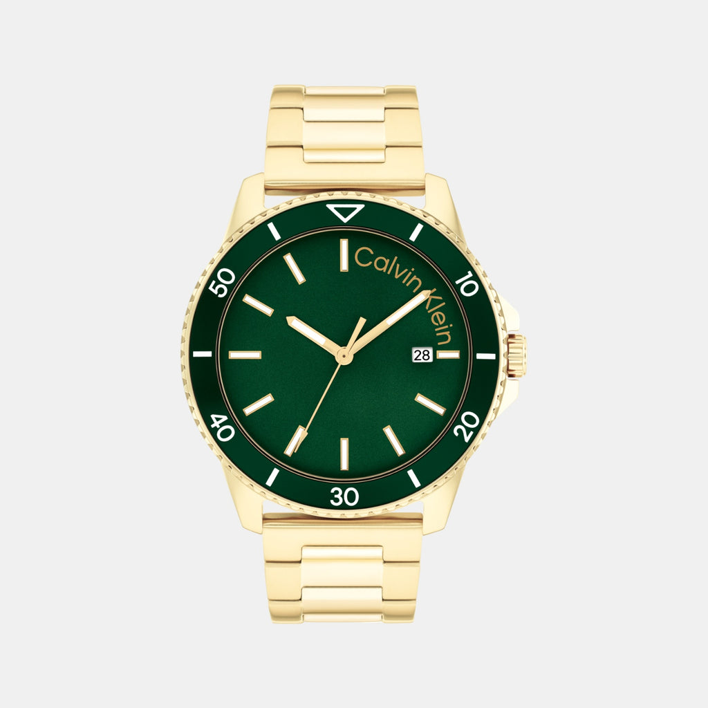Aqueous Men Quartz Green Dial Analog Stainless Steel Watch 25200383