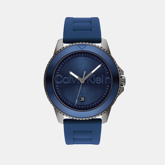 Aqueous Men Quartz Navy Dial Analog Silicone Watch 25200384