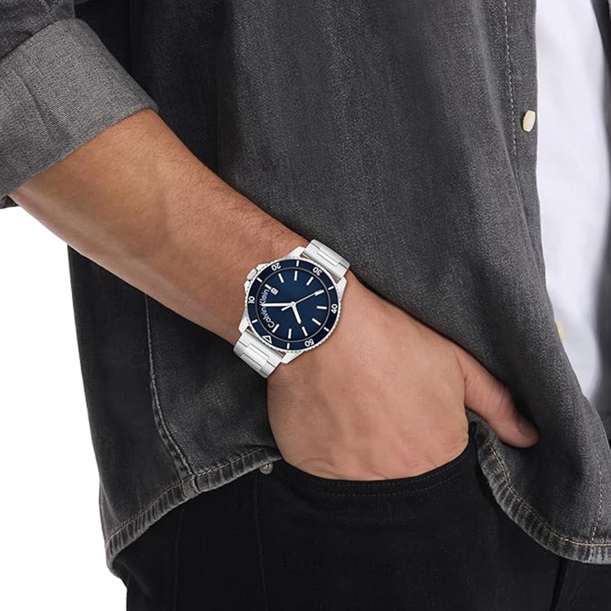 Aqueous Men Quartz Blue Dial Analog Stainless Steel Watch 25200385
