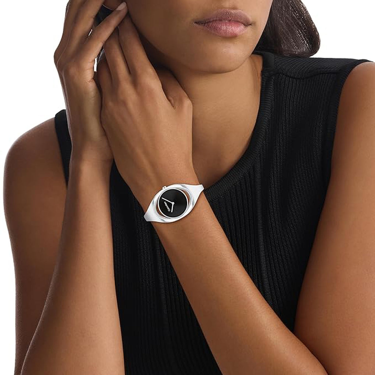 Ck Elation Women Quartz Black Dial Analog Stainless Steel Watch 25200392