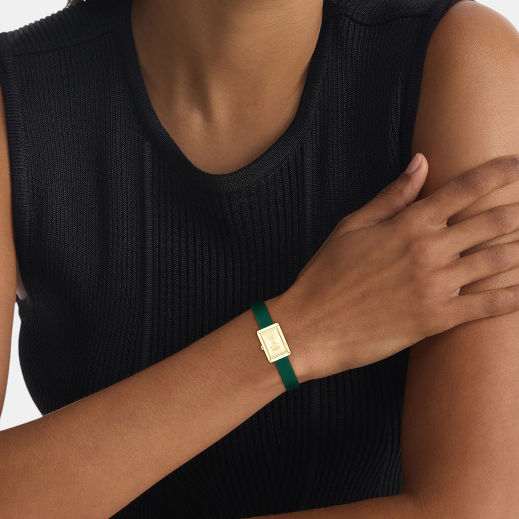 Women Quartz Gold Dial Analog Leather Watch 25200397