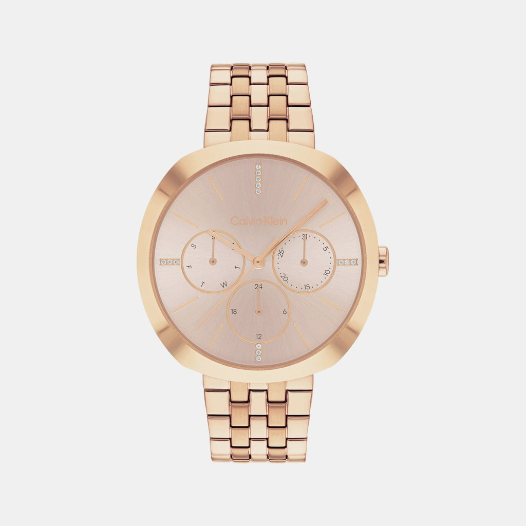 Shape Women Quartz Gold Dial Multi-Function Stainless Steel Watch 25200419