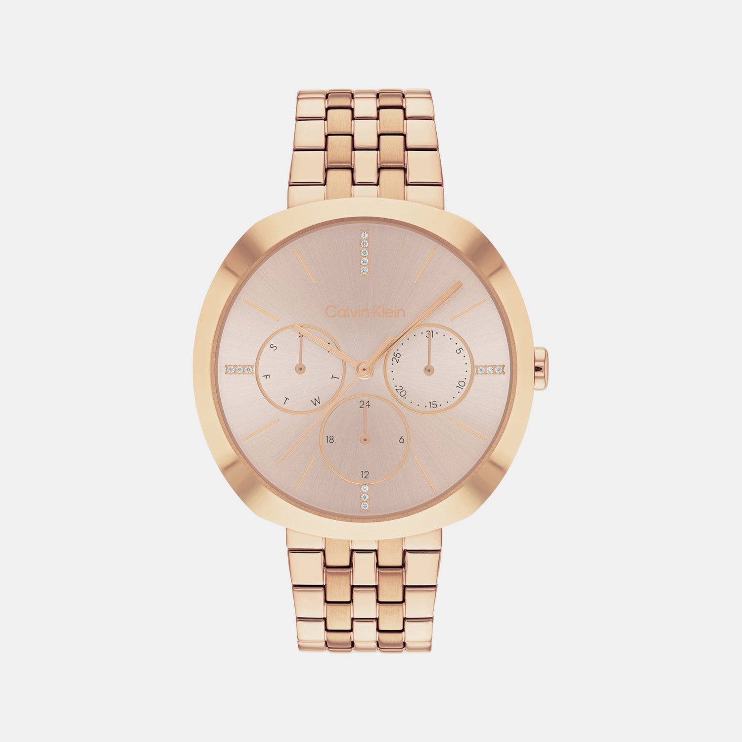 Shape Women Quartz Gold Dial Multi-Function Stainless Steel Watch 25200419