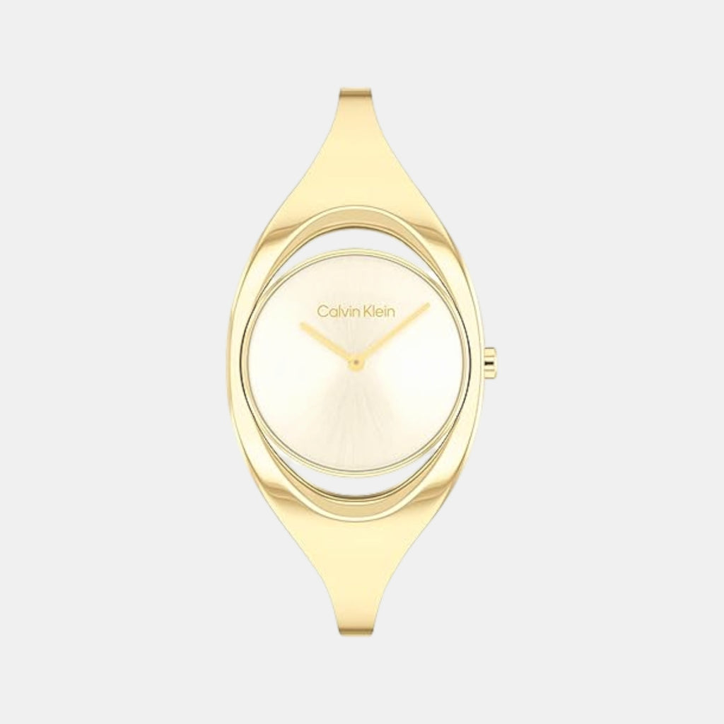 Ck Elation Women Quartz Champagne Dial Analog Stainless Steel Watch 25200422