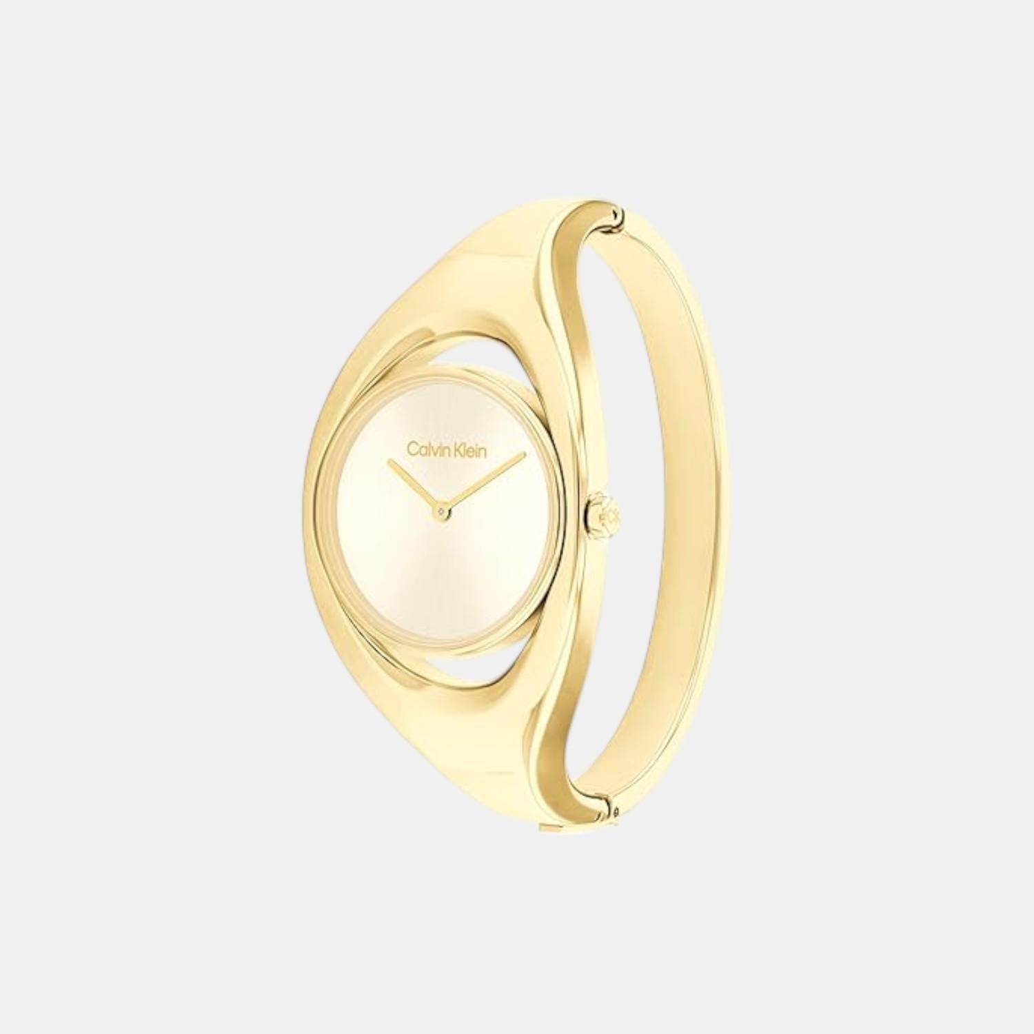 Ck Elation Women Quartz Champagne Dial Analog Stainless Steel Watch 25200422