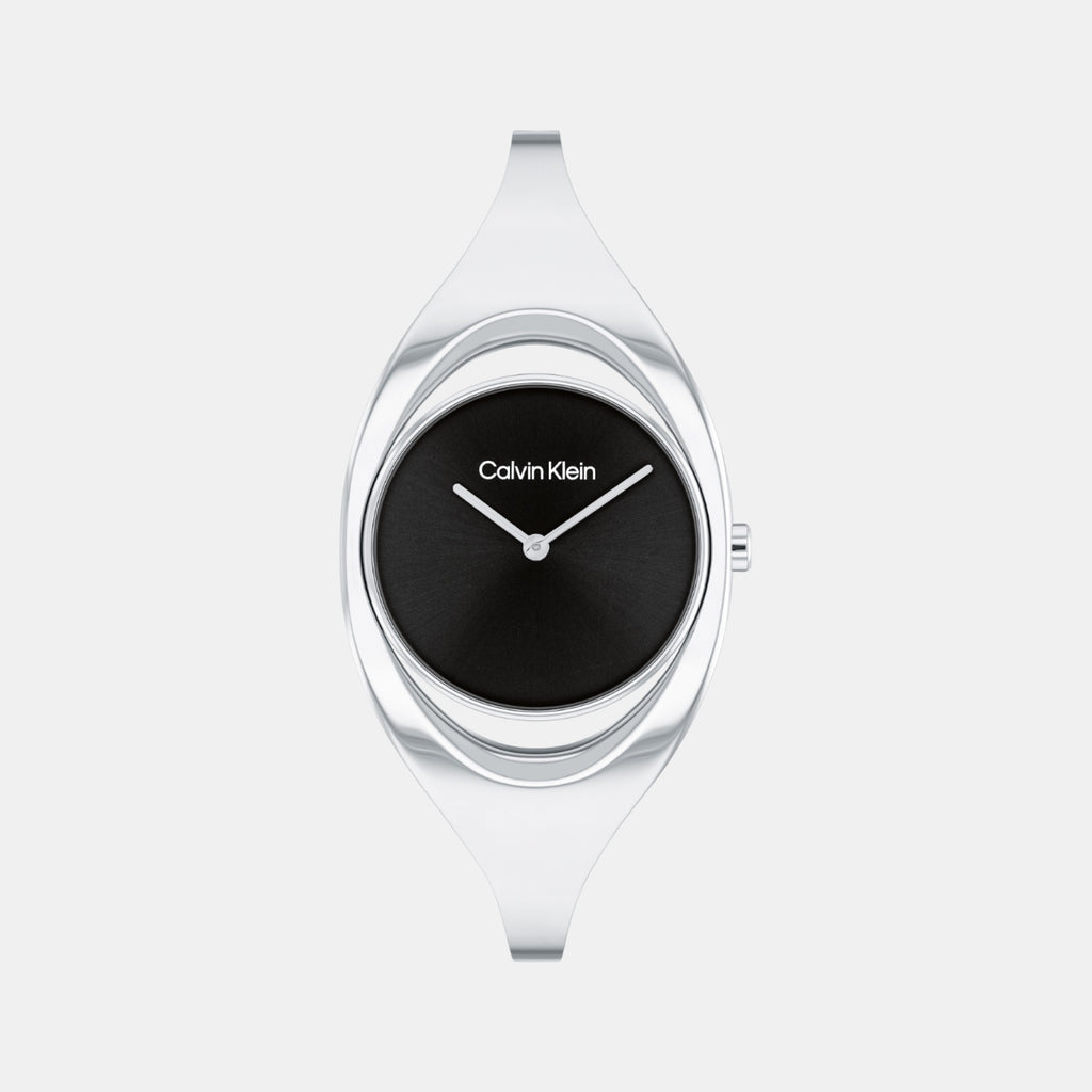 Women Quartz Black Dial Analog Stainless Steel Watch 25200423