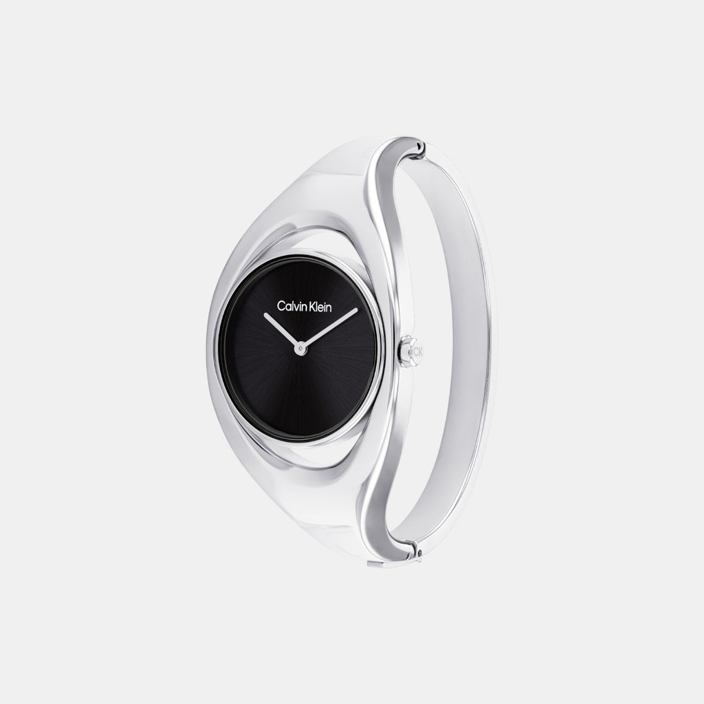 Women Quartz Black Dial Analog Stainless Steel Watch 25200423