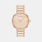 Minimalistic T-Bar Women Quartz Rose Gold Dial Analog Stainless Steel Watch 25200429