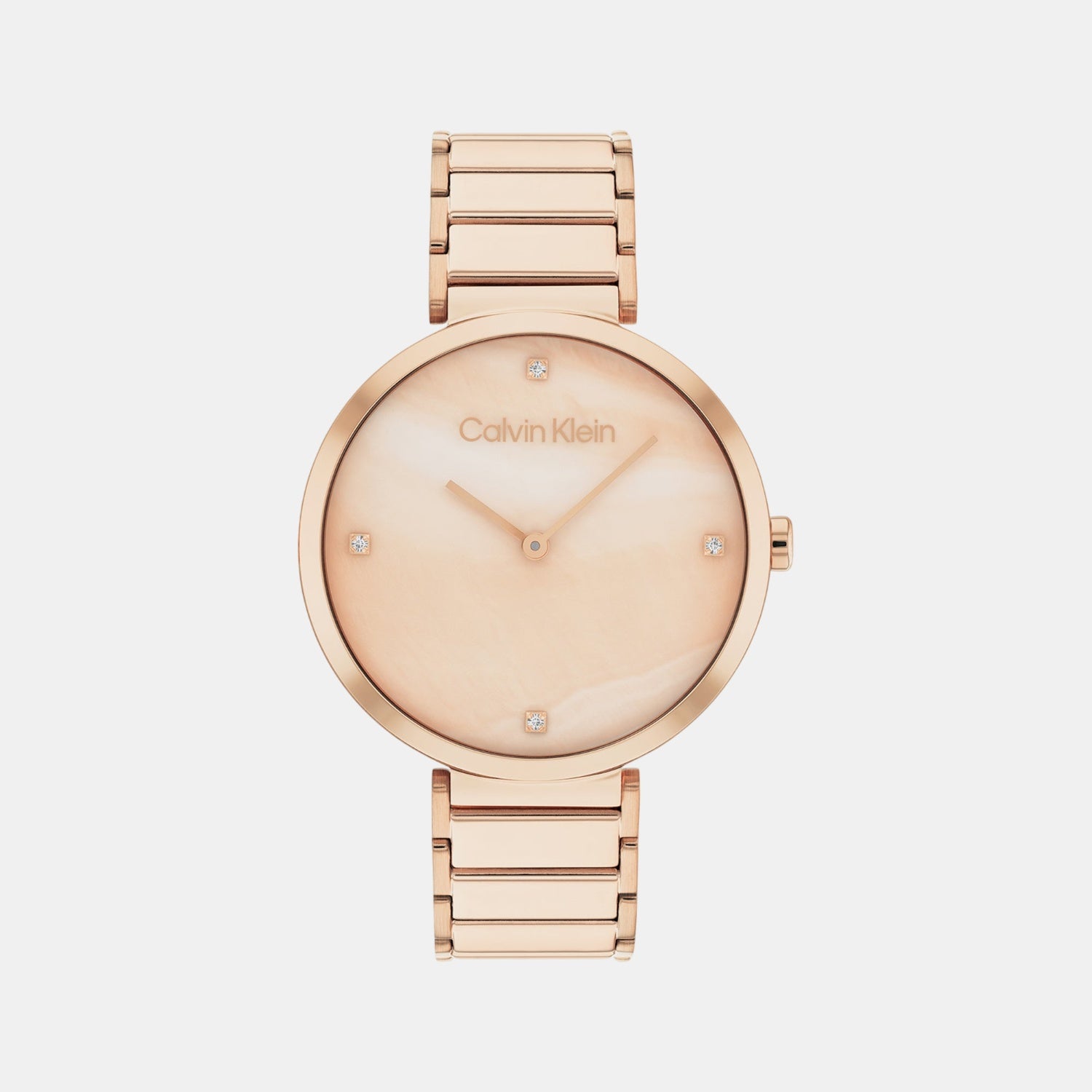 Minimalistic T-Bar Women Quartz Rose Gold Dial Analog Stainless Steel Watch 25200429