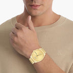 Progress Men Quartz Gold Dial Analog Stainless Steel Watch 25200447