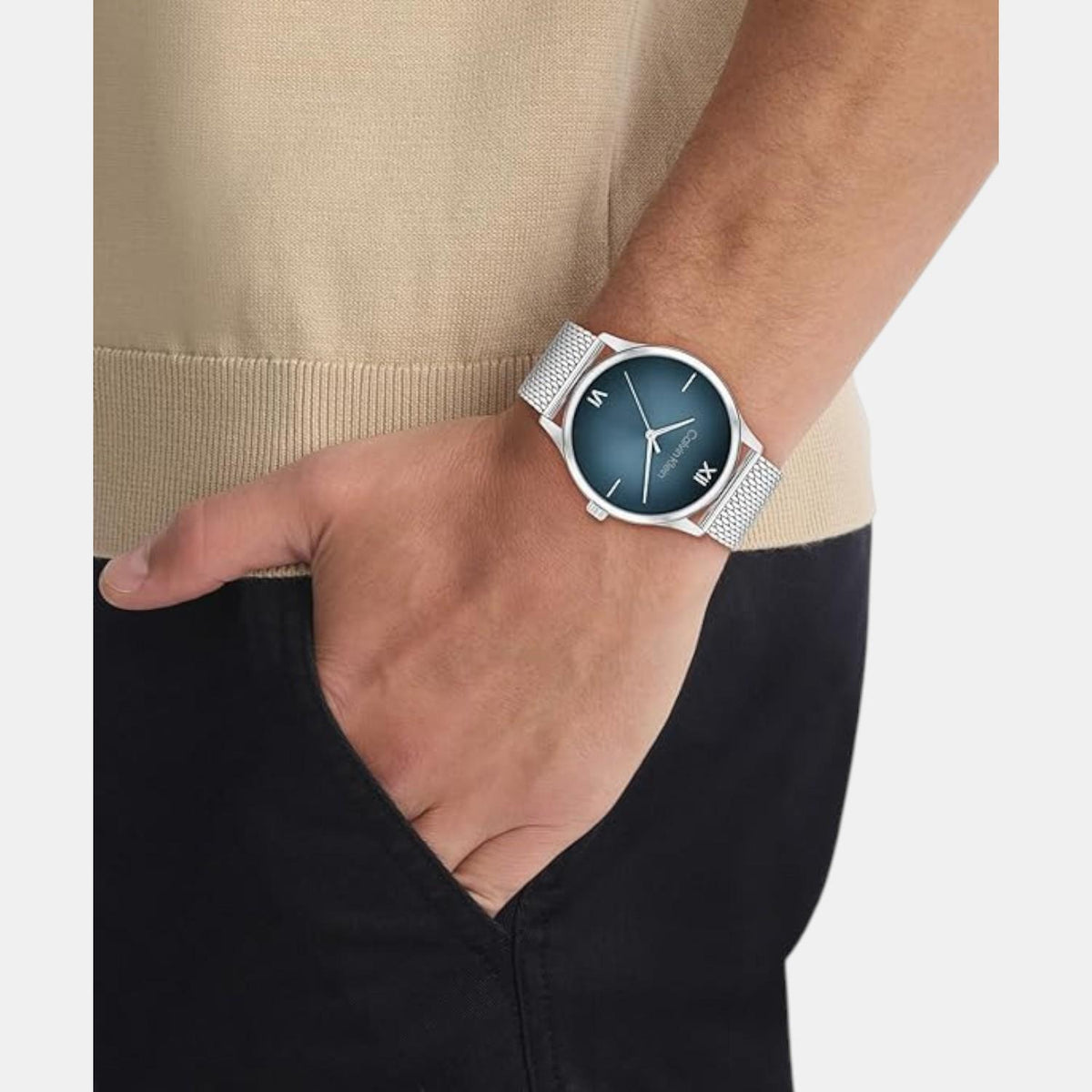 Ascend Men Quartz Blue Dial Analog Mesh Watch 25200450