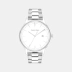 Linked Bracelet For Him Men Quartz White Dial Analog Stainless Steel Watch 25200477